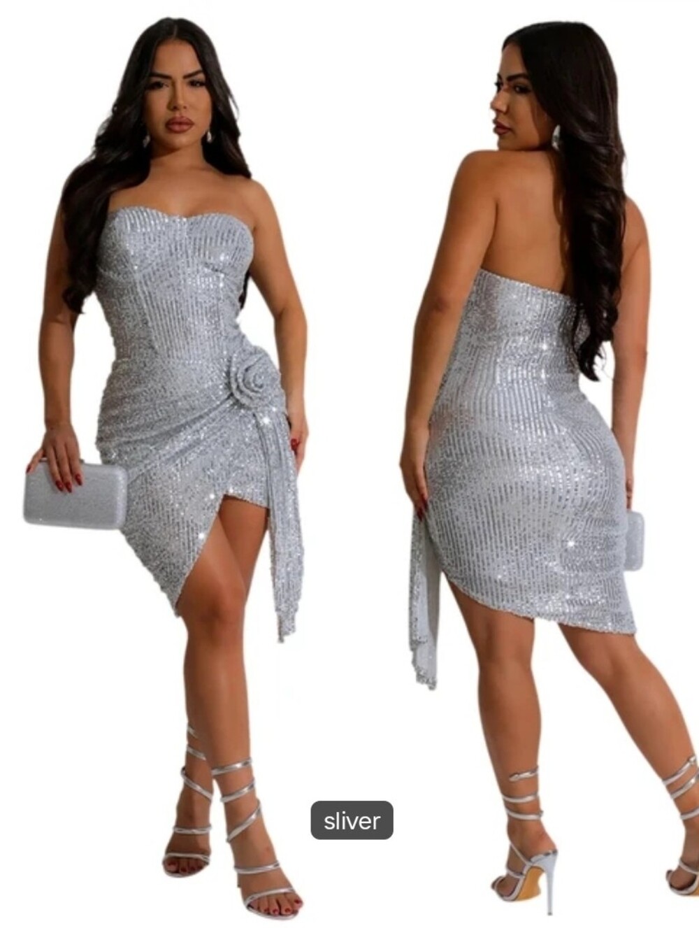 MISS AVENUE Sequin Strapless Cocktail Dress